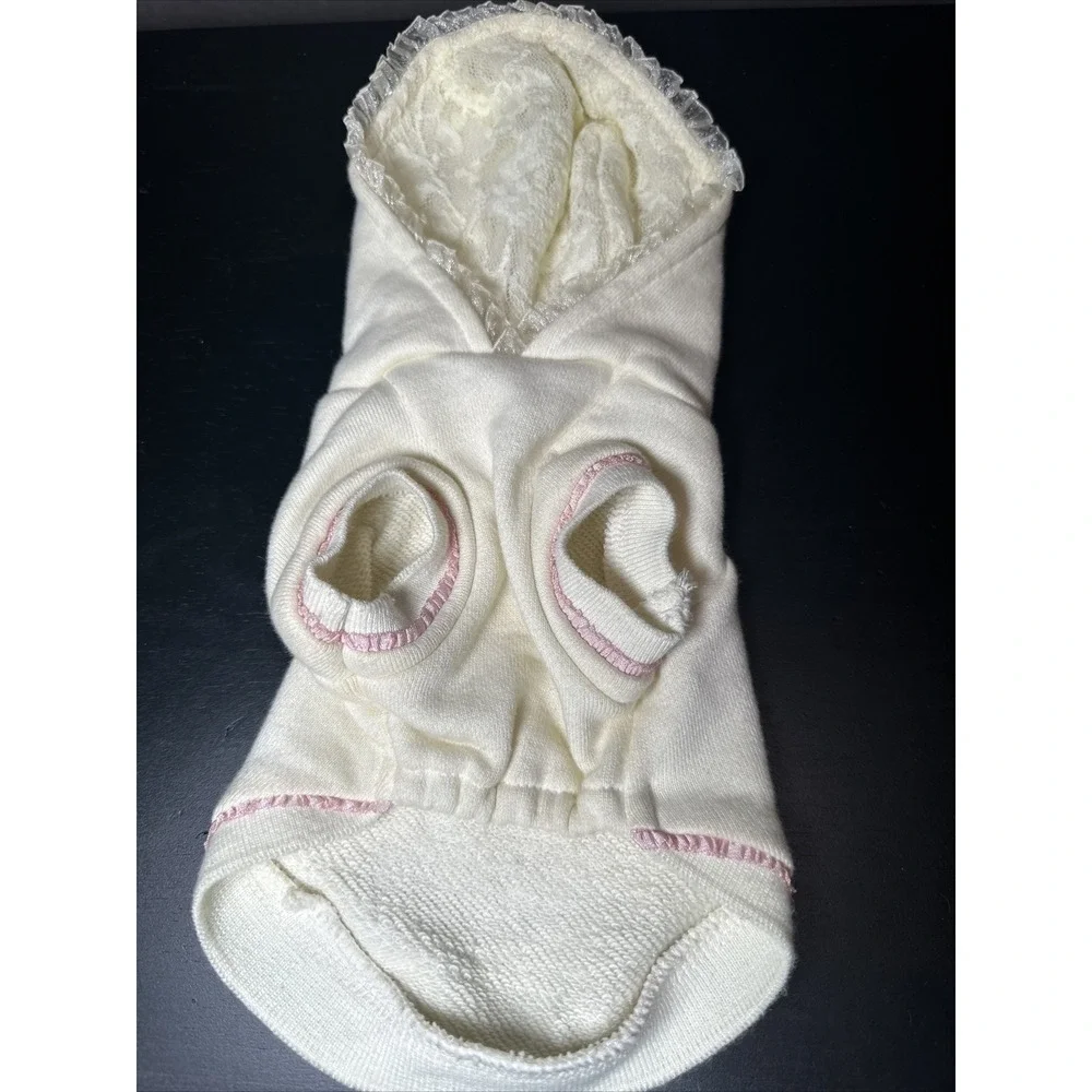 Creative Yoko Y2K Pet Dog Clothes Hooded Lace Ruffle Size Small Pink Cream